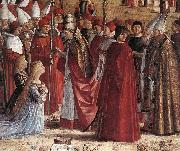 CARPACCIO, Vittore The Pilgrims Meet the Pope (detail) oil on canvas
